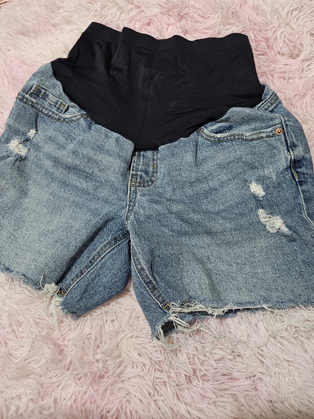 Old Navy High-Waist Denim Shorts with Black Stretch Panel